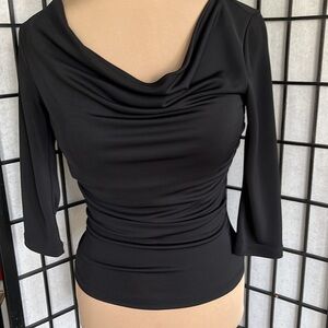 I.N. San Francisco Black Drape Neck Ruched Waist & Bracelet Sleeves